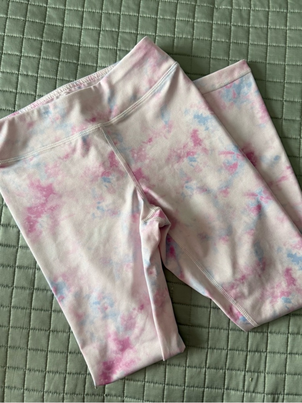 90 Degree By Reflex Girls Pastel Pink & Blue Tie-Dye Leggings